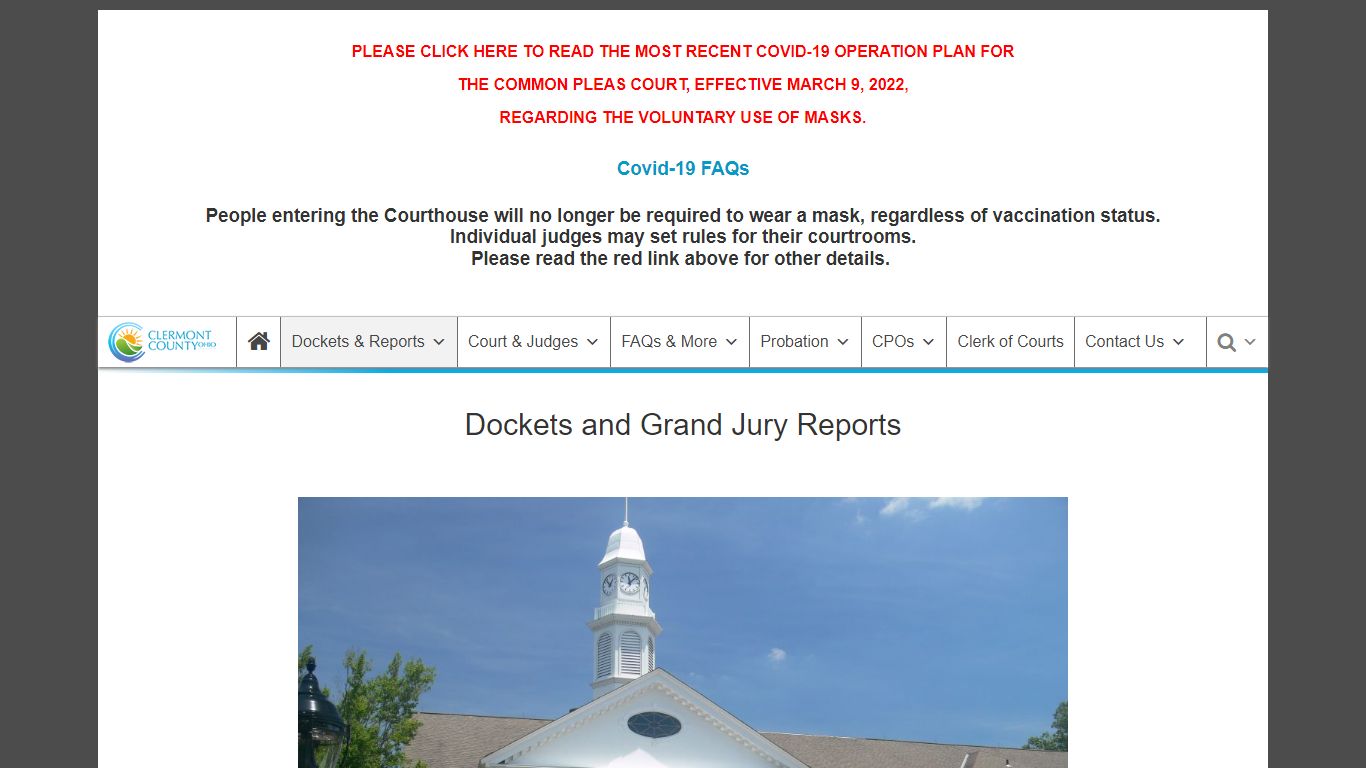 Dockets and Grand Jury Reports | Common Pleas Court of Clermont County