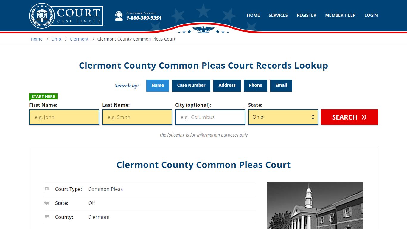 Clermont County Common Pleas Court Records Lookup